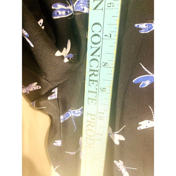 Tyler BOE Dragonfly Print Capri Pants Womens Sz 4 Blue White Pleated Flare Hem - Picture 4 of 12